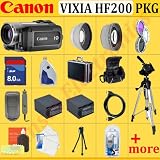 61ZGvJh8wpL. SL160  Canon Vixia HF200 HD 15x Optical Zoom SDHC Flash Memory Digital Camcorder + HUGE ACCESSORIES PACKAGE INCLUDING WIDE ANGLE MACRO LENS + 2X TELEPHOTO + 3 PC FILTER KIT + 8GB SDHC MEMORY CARD + 2x EXTENDED LIFE BATTERIES + 2 CARRYING CASES + TRIPOD & MUCH MORE INCLUDING FREE SHIPPING !!