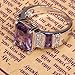 Yazilind Women's Ring with Emerald Cut Big Stone Purple White Cubic Zirconia CZ Silver Plated US Size