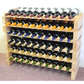 60 Bottles Modular Hardwood Wine Rack (10 bottles x 6 shelves) by sfDisplay.com