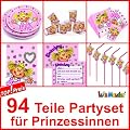 94-teiliges PRINZESSINNEN PARTY SET f�r Kindergeburtstag mit 8 Kinder: Teller, Becher, Servietten, Einladungen, Partyt�ten, Trinkhalme, Luftballons u.v.m. vom Lutz Mauder Verlag // Prinzessin Kinder Geburtstag Party Kinderparty Kinderfest Fete