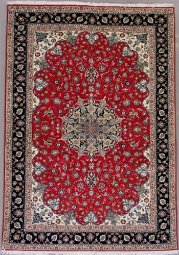 7x10 RED VERY FINE WOOL & SILK PERSIAN TABRIZ 