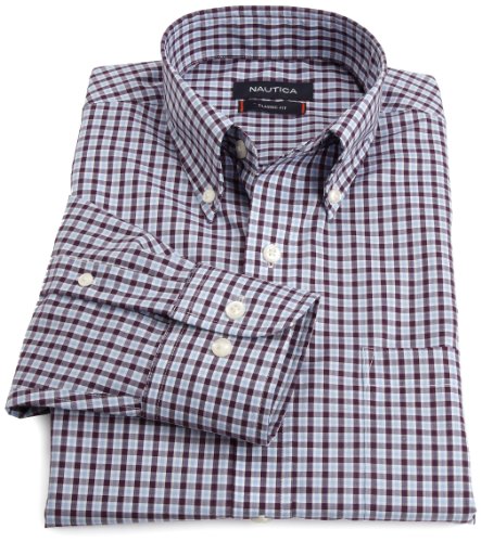  Nautica Men's Non Iron Mini Check Button Down Collar Shirt