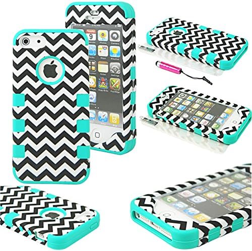 iPhone 5S Case, CASELOCA 3 in 1 Shield Case for iPhone 5s 5 3-Piece Style Colorful Design hard PC outer shell with soft inner TPU Hard Fashion Hybrid Cover for iPhone 5s (Classic Chevron Stripe)