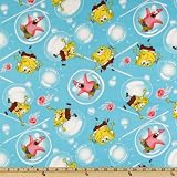 44'' Wide Nickelodeon Spongebob Bubbles Blue Fabric By The Yard