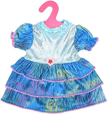 Beautiful Sparkle Blue Cake Dress with Lace Neck fits 18 Inch Doll like American Girl Dolls Madame Alexander (Dress only do not include doll &amp; shoes)