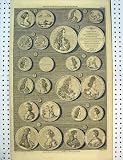 1745 ANTIQUE PRINT WAR MEDALS KING WILLIAM QUEEN MARY