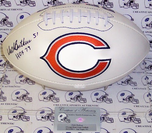 Dick Butkus Hand Signed Chicago Bears Logo Football