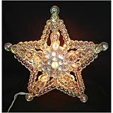 8" Iridescent Lighted Star Beaded Tree Topper - Clear Lights #ES61-345