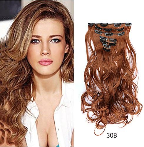 Beauty Wig World 20inches 50cm Curly Full Head Clip in Synthetic Hair Extensions 7pcs 130g