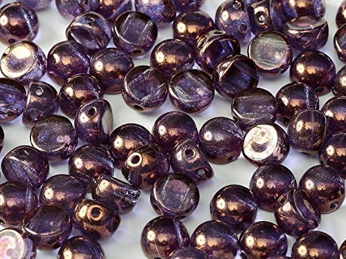 25pcs Cabochon Bead - Brand new Czech glass Beads in Shape Half-sphere 6 mm with 2 Holes Crystal Lila Vega