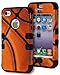 iPhone 4 Case, Bastex Heavy Duty Hybrid Case - Soft Black Silicone Cover Hard Basketball Design Case for Apple iPhone 4, 4g, 4s 4gs**INCLUDES STYLUS**