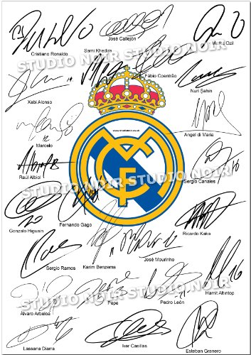 REAL MADRID 2012 TEAM SQUAD SIGNED X24 PHOTO AUTOGRAPH PRINT POSTER A4 12X8 INCHES CRISTIANO RONALDO RICARDO KAKA KARIM BENZEMA MESUT OZIL SERGIO RAMOS IKER CASILLAS