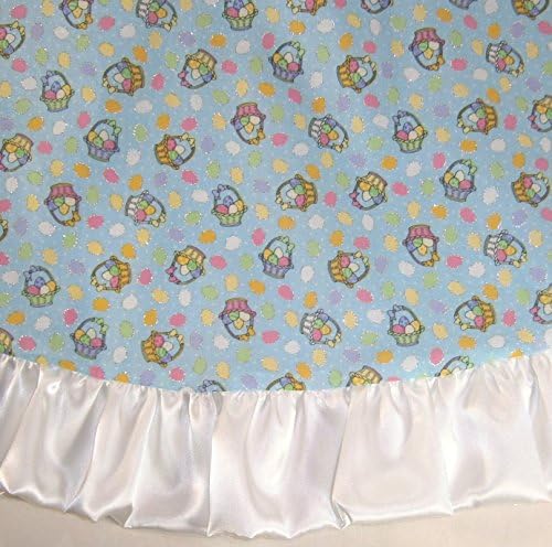 Easter Tree Skirt, 48", Blue with Baskets and Eggs