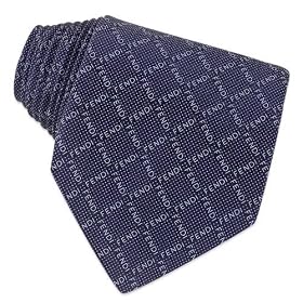 Fendi Geometric Blue Signature Printed Silk Tie