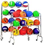 PORTABLE BALL RACK HOLDS 16 4 TIERS STEEL TUBING CASTERS