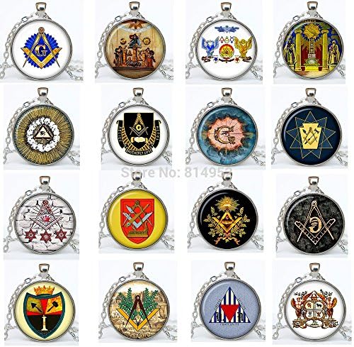 VintaStore Art Glass Necklace Masonic Sign Pendant Masonic Symbol Necklace Masonic Jewelry a1771