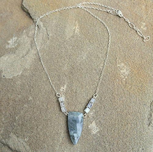 "Teagan" Stunning Labradorite Sterling Silver Necklace - 16" plus a 2" extender. Edgy and Elegant! Handcrafted Sterling Silver Necklace