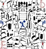 61ZOS1%2BwFVL. SL160  Wallmonkeys Peel and Stick Wall Decals   Gym Equipment and Objects Hundred Vector   24H x 22W Removable Graphic