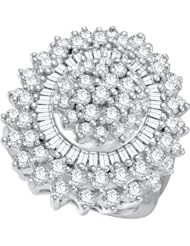 3.00 Carat (ctw) 10k White Gold Round & Baguette White Diamond Ladies Cluster Right Hand Ring 3 CT