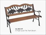 DC America SL2007-PF, If Pigs Could Fly Park Bench, Cast Iron Frame and Hardwood Slats, Rust Resistant Bronze Finish