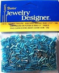 1/4 In. Silver Lined Glass Bugle Beads, Turquoise