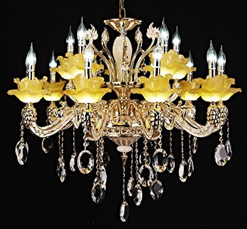 Versailles Collection Crystal Chandelier Lighting, gold, H30" X W36", 15 Lights