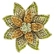 Green Gold Plated Flower Pin Brooch