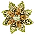 Green Gold Plated Flower Pin Brooch