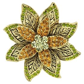 Pugster Green Gold Plated Flower Brooch by 