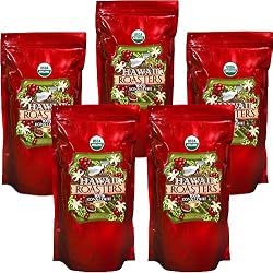 Hawaii Roasters Organic 100% Kona Coffee, Whole Bean, Medium Roast, 5 Lb