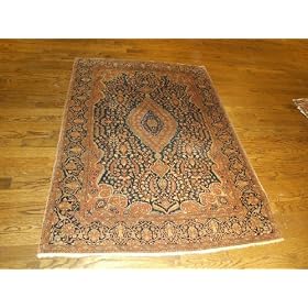 Handmade Antique Persian Kashan Rug 4'6x6'6
