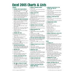 Microsoft Excel 2003 Charts & Lists Quick Reference Guide (Cheat Sheet of Instructions, Tips & Shortcuts - Laminated)
