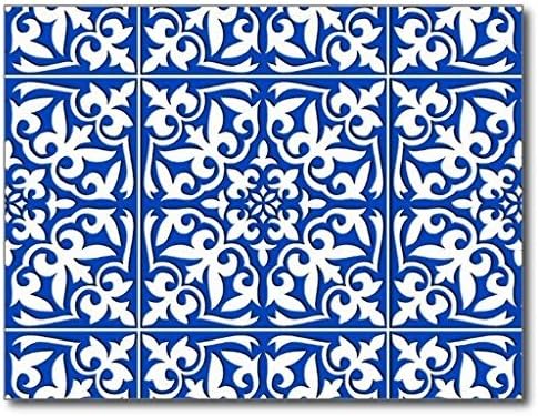 Ailovyo Moroccan Tile Cobalt Blue and White Rubber Non-Slip Entry Way Outdoor Indoor Decor Rug Doormats, 23.6-Inch x 15.7-Inch
