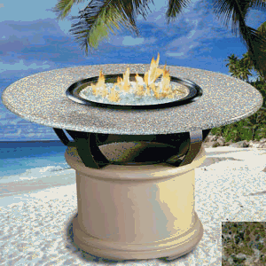 Del Mar Dining Height Table Fire Pit - Sage Base  Pebble Granite Top - LP by California Outdoor Concepts