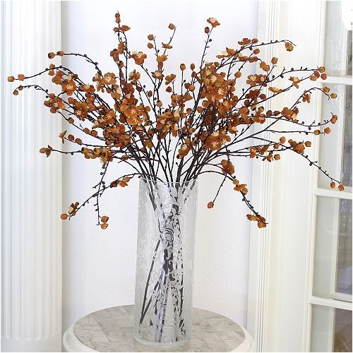Orange Velvet Plum Blossom Stems