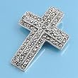 Cross-Shaped Pendant with Marcasite and Sterling Silver - 34 mm Height
