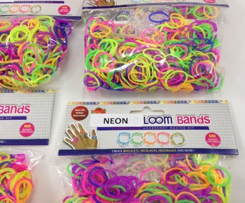 2400 Neon Loom Bands With 100 "S" Clips Mega-Pack Assorted Neon Colors Refill Bands For Loom Kit