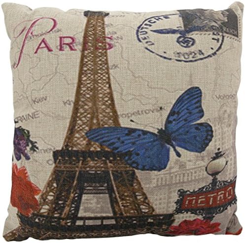 Le Juvo 15 x 15-Inch Paris / Jute Throw Pillow