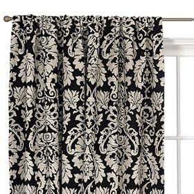 Waverly Damask Panel - Black/ White (54x84") by Waverly Home