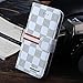 RAYTOP Luxury Brand Designer White Gray Checks Leather Cases for Apple iPhone 6 6s Women Girls Men Classy Classic Plaid Checker Striped Cheap High Quality