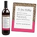 Chic Happy Birthday - Pink, Black and Gold - Birthday Gift For Women - Wine Bottle Label Stickers - Set of 4