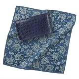 Micro Fiber Cleaning Cloth - Blue Paisley Print with Crocodile-style Navy Case