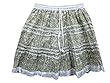 Boho Short Skirt White Green Cotton Gypsy Tiered Skirt Casual Wear