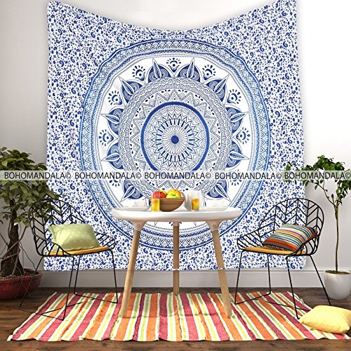 Bohomandala Free Spirit Mandala Blue Tapestry