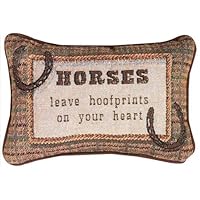 Manual Woodworkers and Weaver Embroidered Word Pillow, Horses Leave Hoofprints, 12.5 by 8.5-Inch