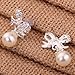 YAZILIND Silver Plated Sparkling Bow Rhinestone Cultured Pearl Mini Stud Earrings
