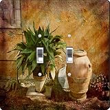 Rikki Knight Tuscan Rural Garden Design Double Toggle Light Switch Plate