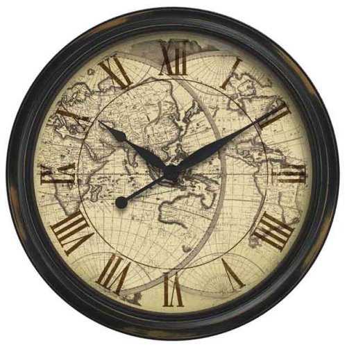 Distressed Map Wall Clock 24