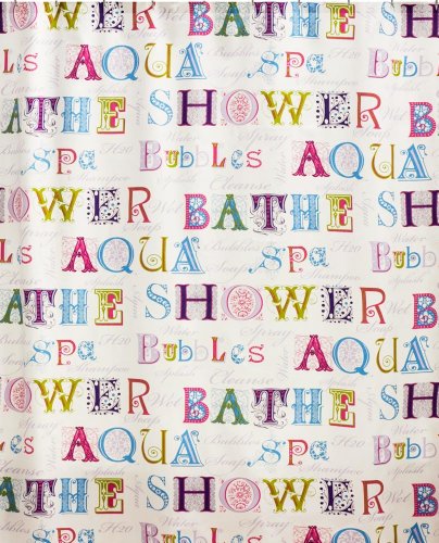 Creative Bath Products Inc. S1068MULT Shower Words Shower Curtain, Multicolored