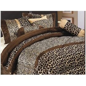 Safari Zebra 7 Pieces Brown King Comforter Set Bedding in a Bag